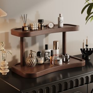 Cosmetic rack desktop perfume lipstick storage box solid wood entrance dressing table skin care jewelry storage rack