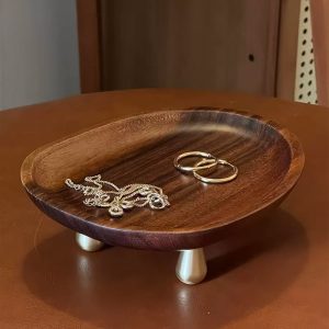 Solid wood entrance key tray bedroom simple necklace jewelry storage tray home living room creative dried fruit tray